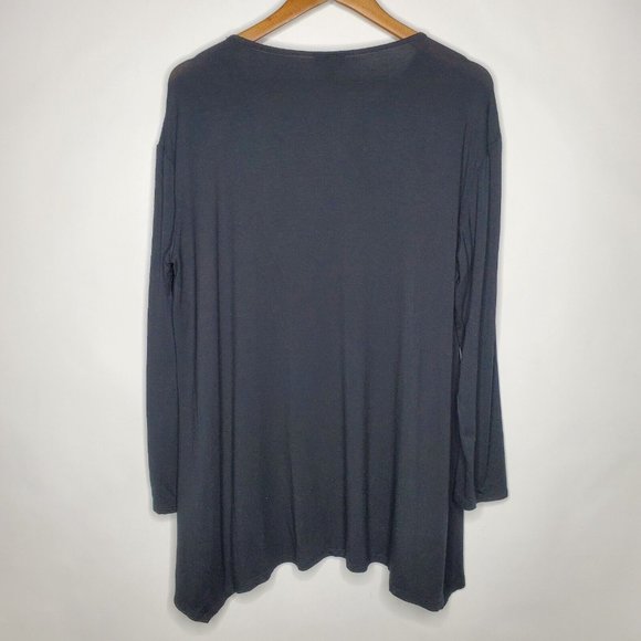 J Jill Wearever Womens Black Velour Tunic Blouse Size M Mixed Media Long Sleeve - Picture 2 of 8